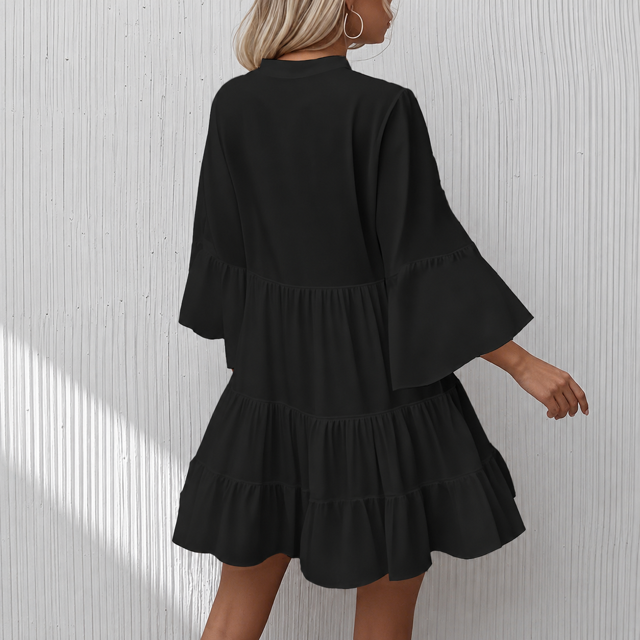 Casual Flowy Ruffle Sleeve Babydoll Dress For Women