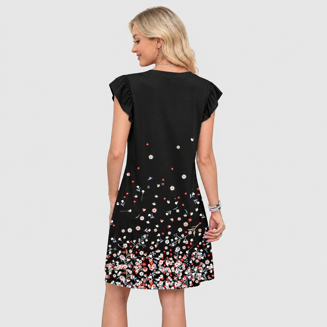 Casual Loose Ruffle Printed Dresses For Women