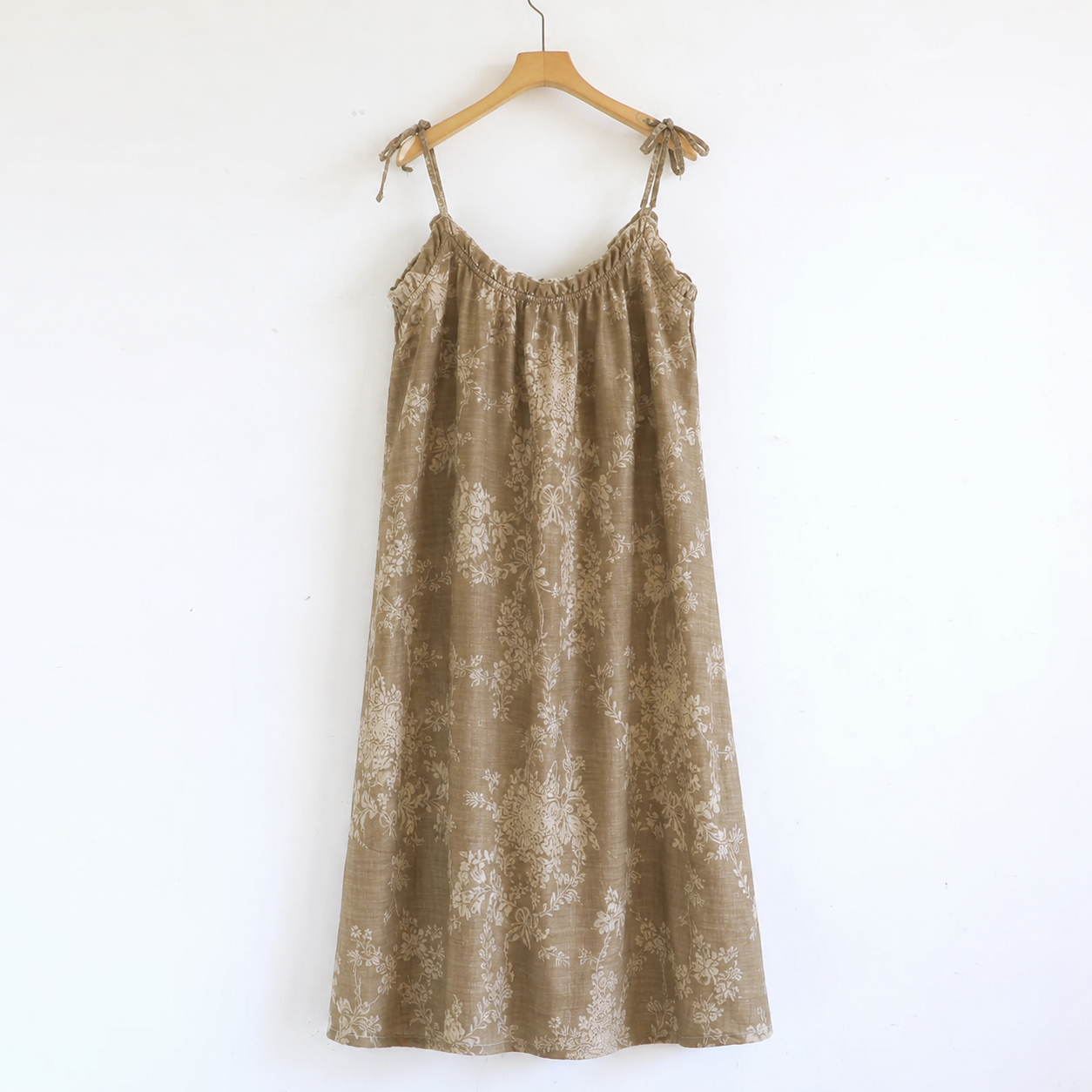 Patterned Spaghetti Strap Mid Length Camisole Sleepwear Dress For Women