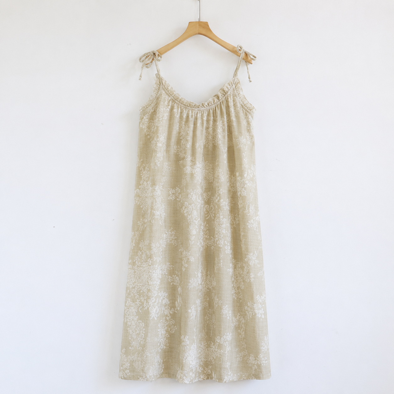 Patterned Spaghetti Strap Mid Length Camisole Sleepwear Dress For Women