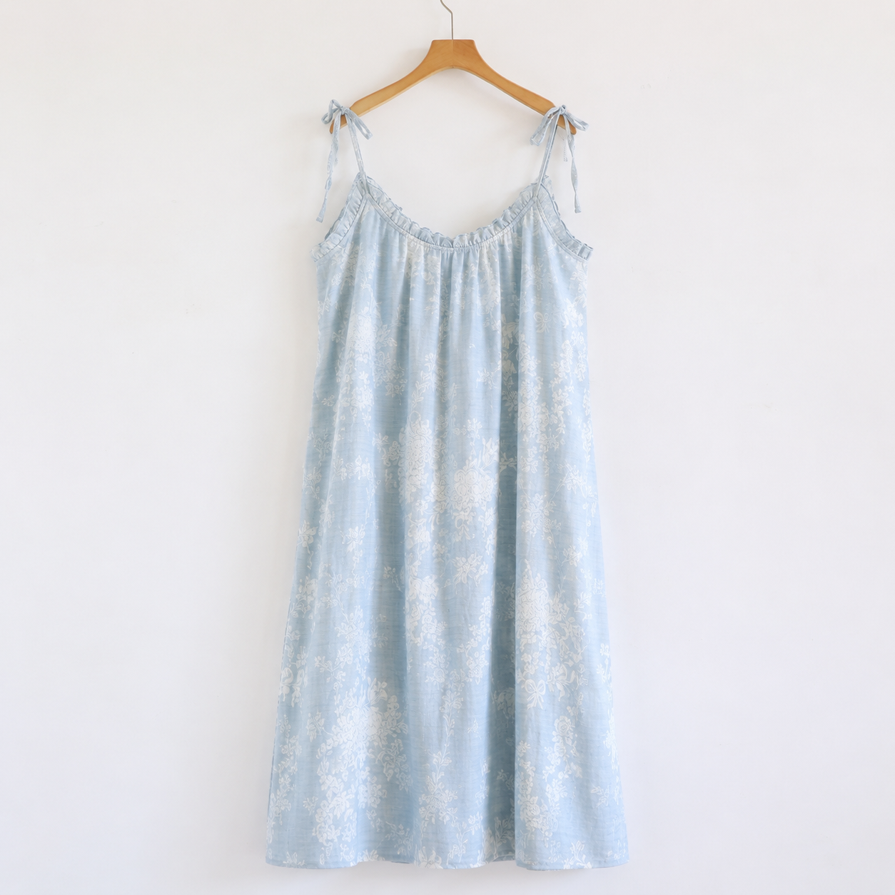 Patterned Spaghetti Strap Mid Length Camisole Sleepwear Dress For Women