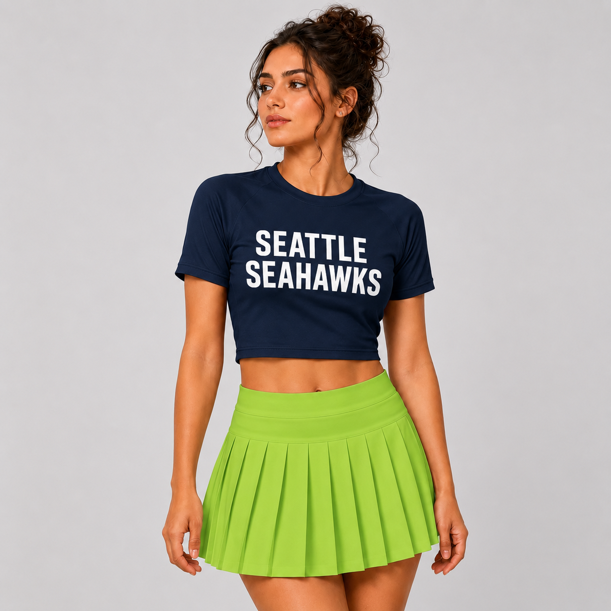 Seattle Seahawks Football Team Printed Two Piece Top And Skirt Set For Women