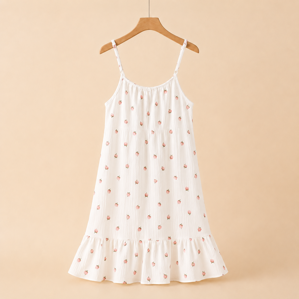 Lightweight Sleeveless Printed Nightgown With Spaghetti Straps For Women