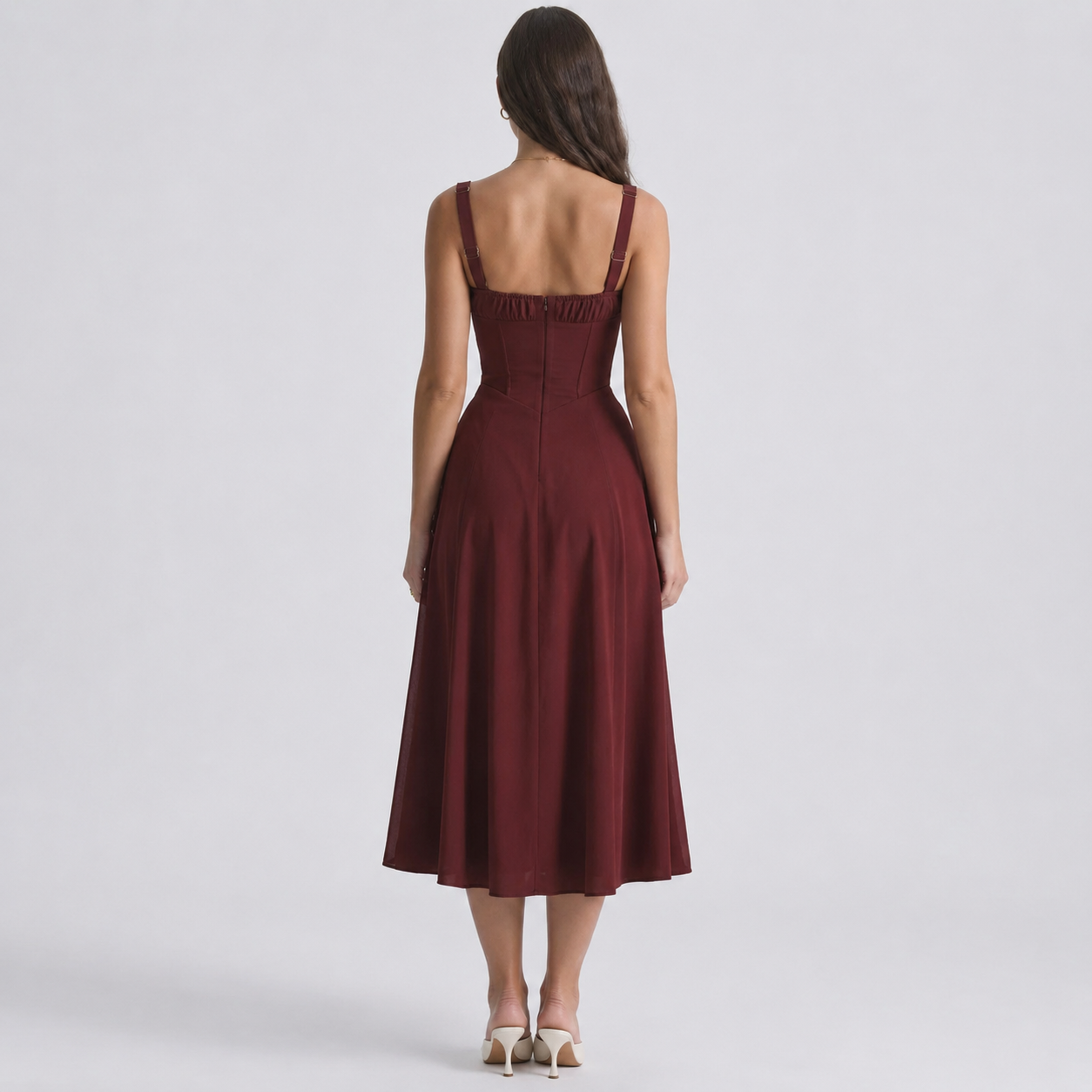 A Line Long Corset Dress With Spaghetti Straps For Women