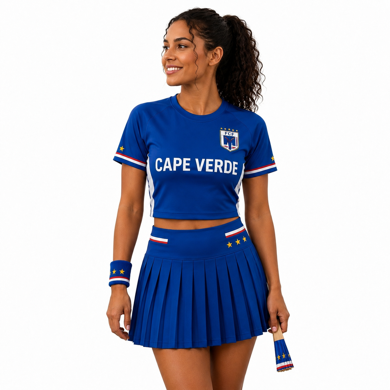 FIFA 2026 Cape Verde Football Themed Two Piece Skirt Set For Women