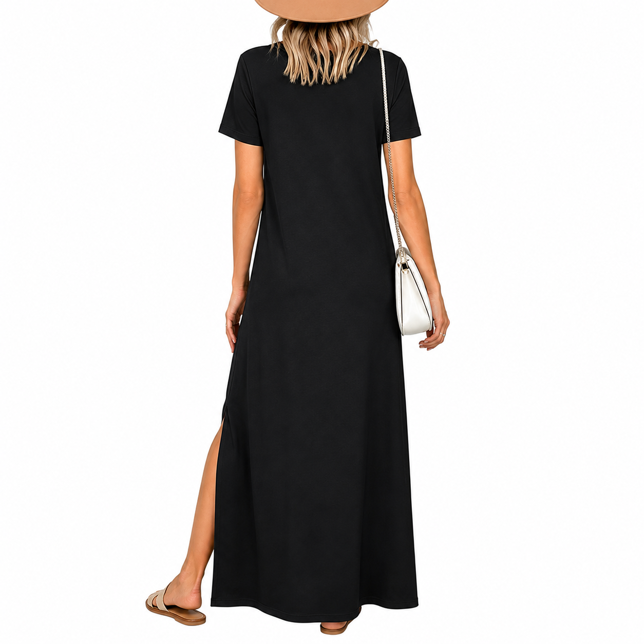 Short Sleeve Casual Maxi Dress With Split Design For Women