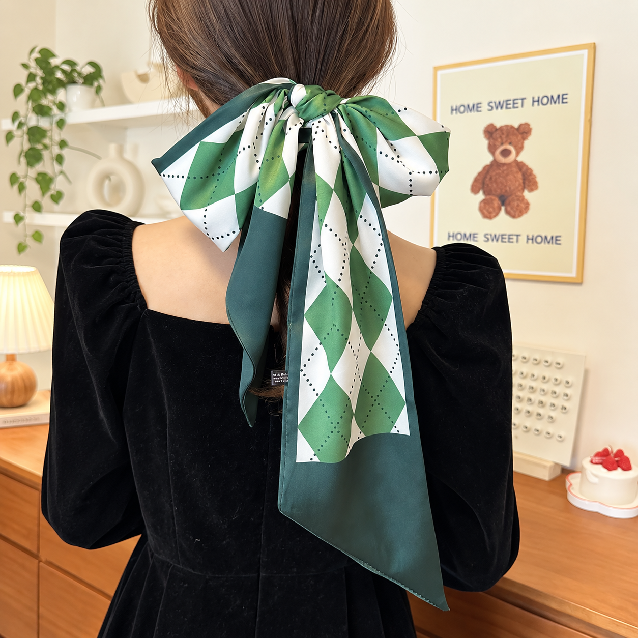 Printed Silky Long Thin Headscarf Wrap For Women