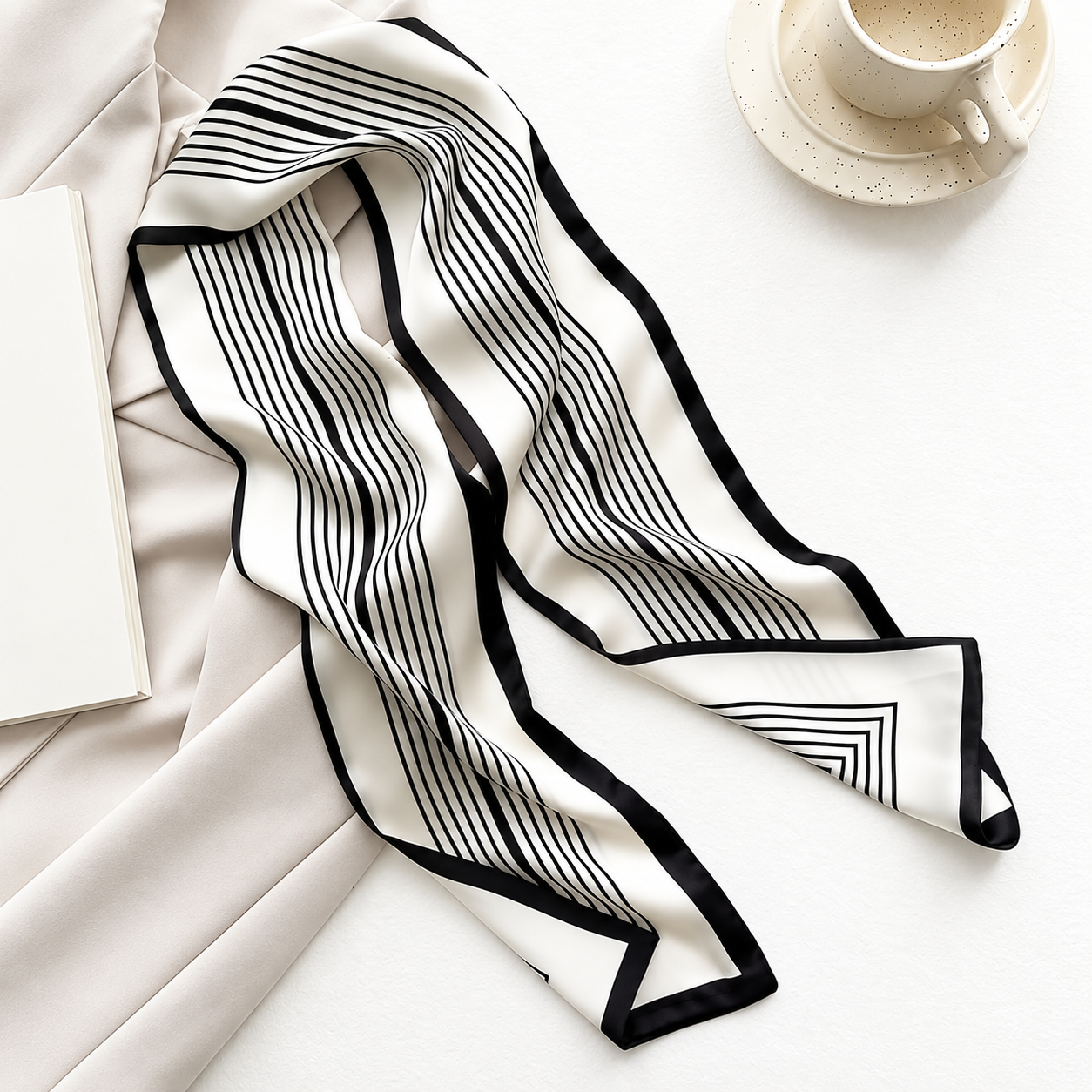 Printed Silky Long Thin Headscarf Wrap For Women