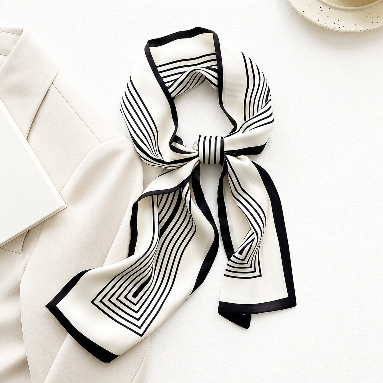 Printed Silky Long Thin Headscarf Wrap For Women