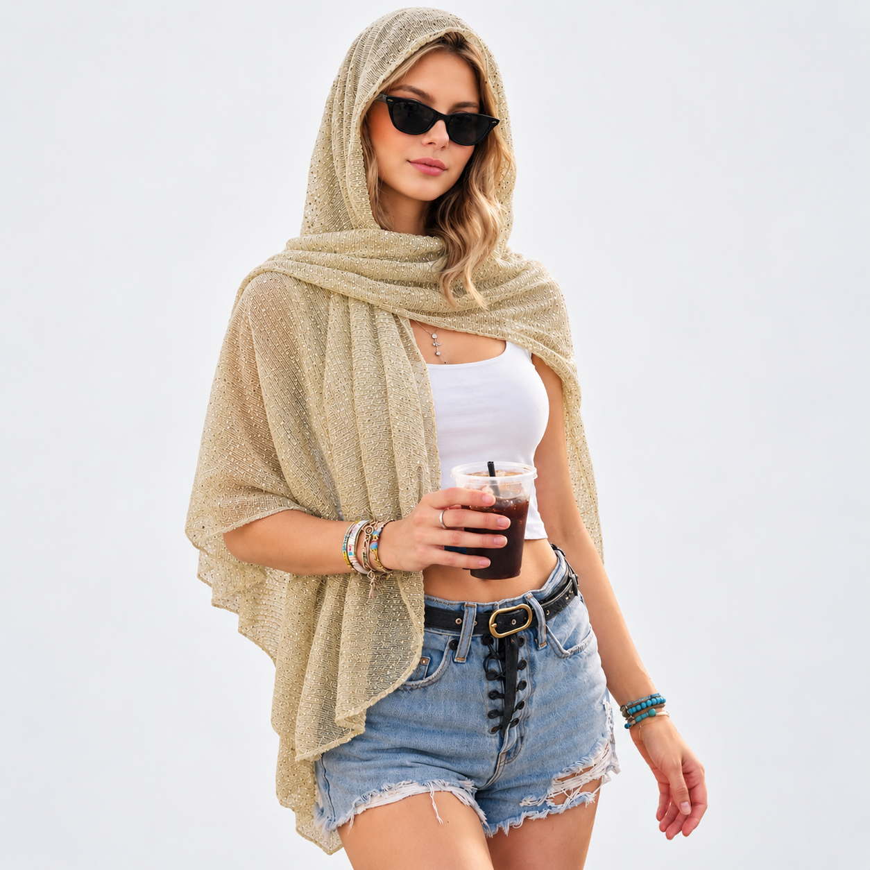 Sparkly Sheer Shawl Wrap For Women