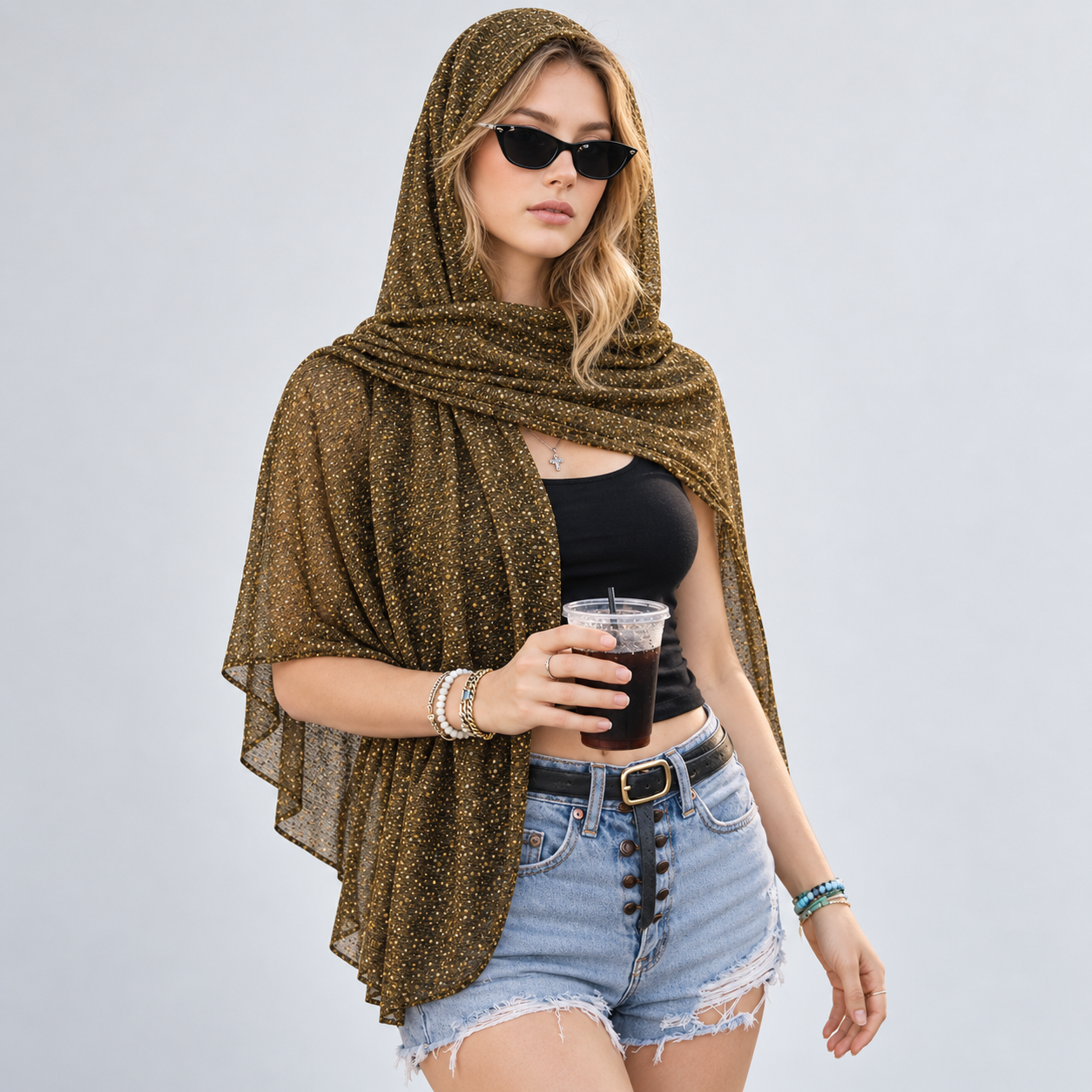 Sparkly Sheer Shawl Wrap For Women