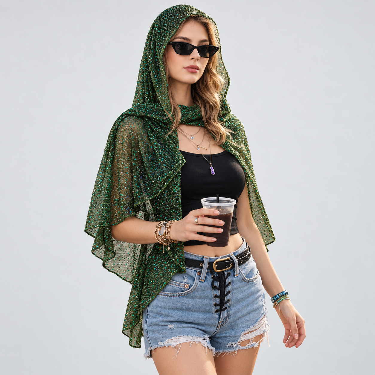 Sparkly Sheer Shawl Wrap For Women