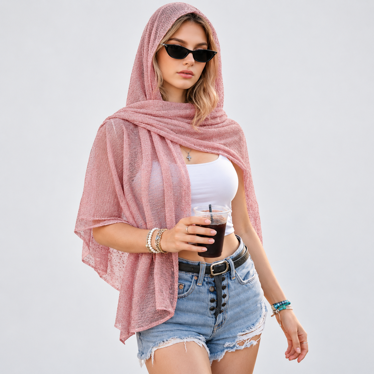 Sparkly Sheer Shawl Wrap For Women