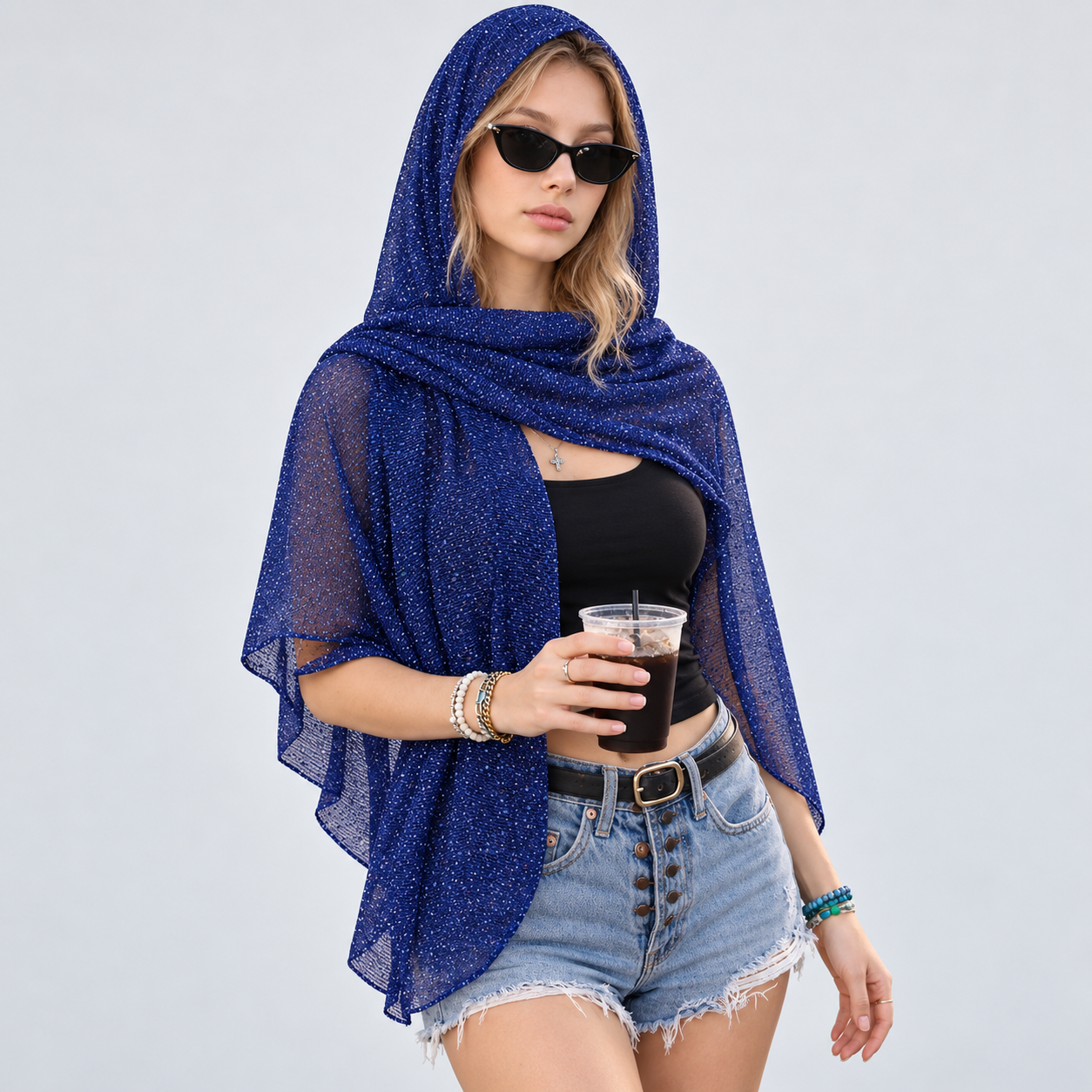 Sparkly Sheer Shawl Wrap For Women