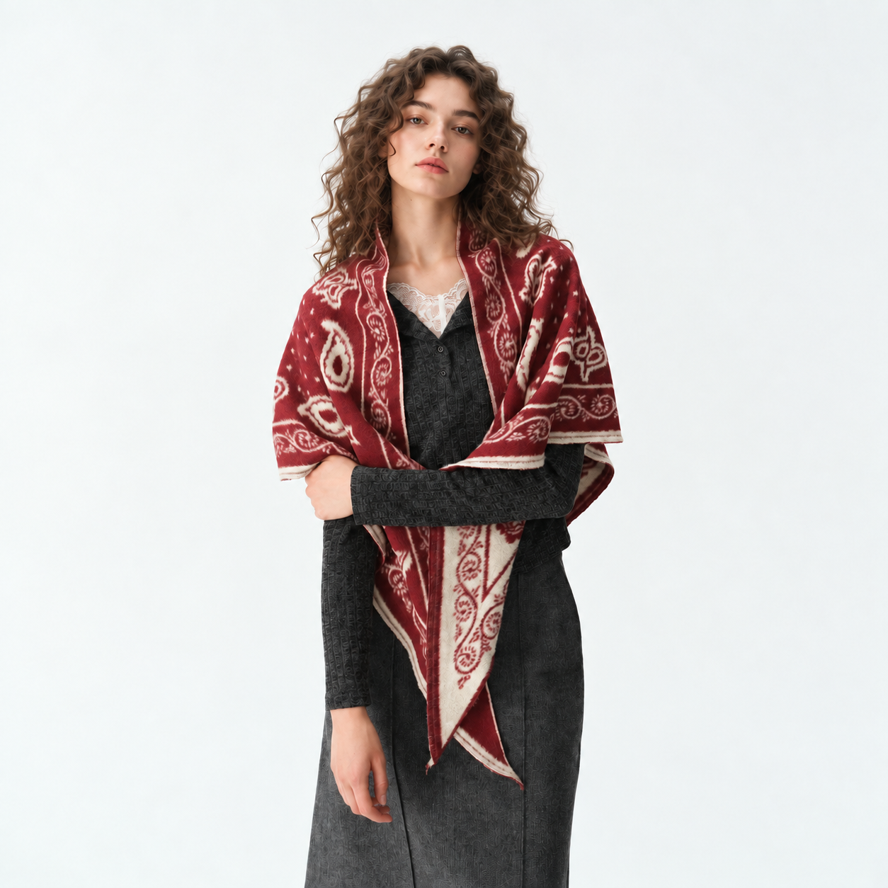 Warm Triangular Printed Scarf Shawl For Women