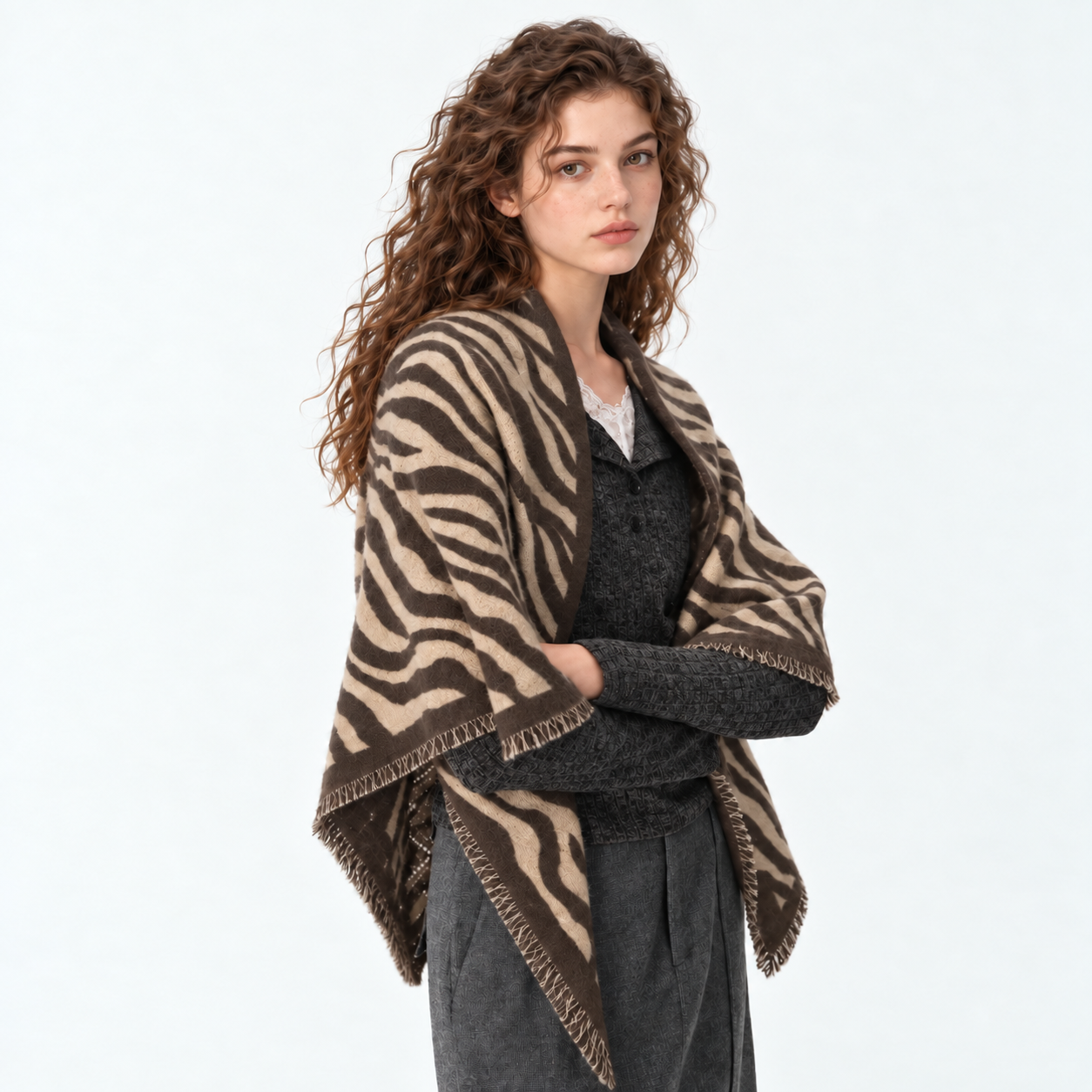Warm Triangular Printed Scarf Shawl For Women
