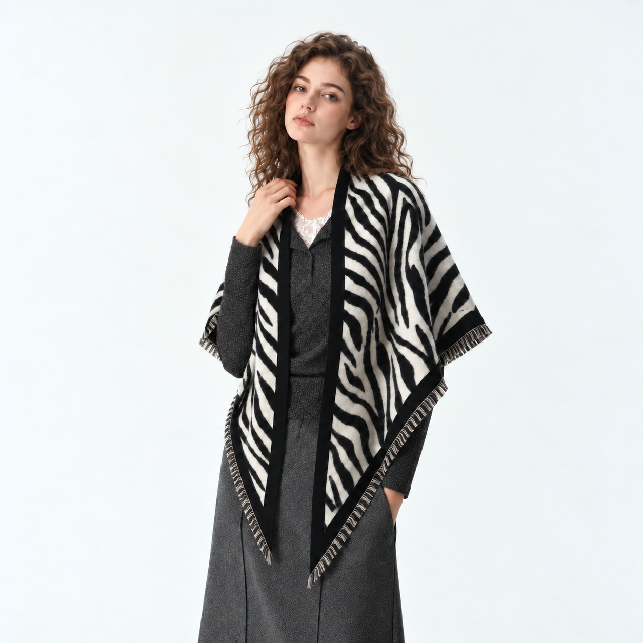 Warm Triangular Printed Scarf Shawl For Women