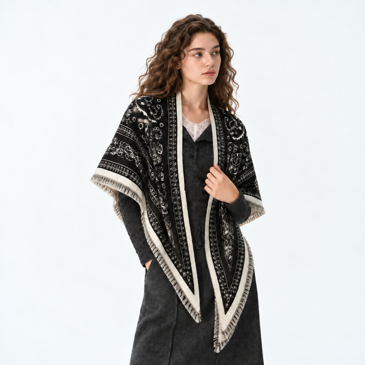 Warm Triangular Printed Scarf Shawl For Women
