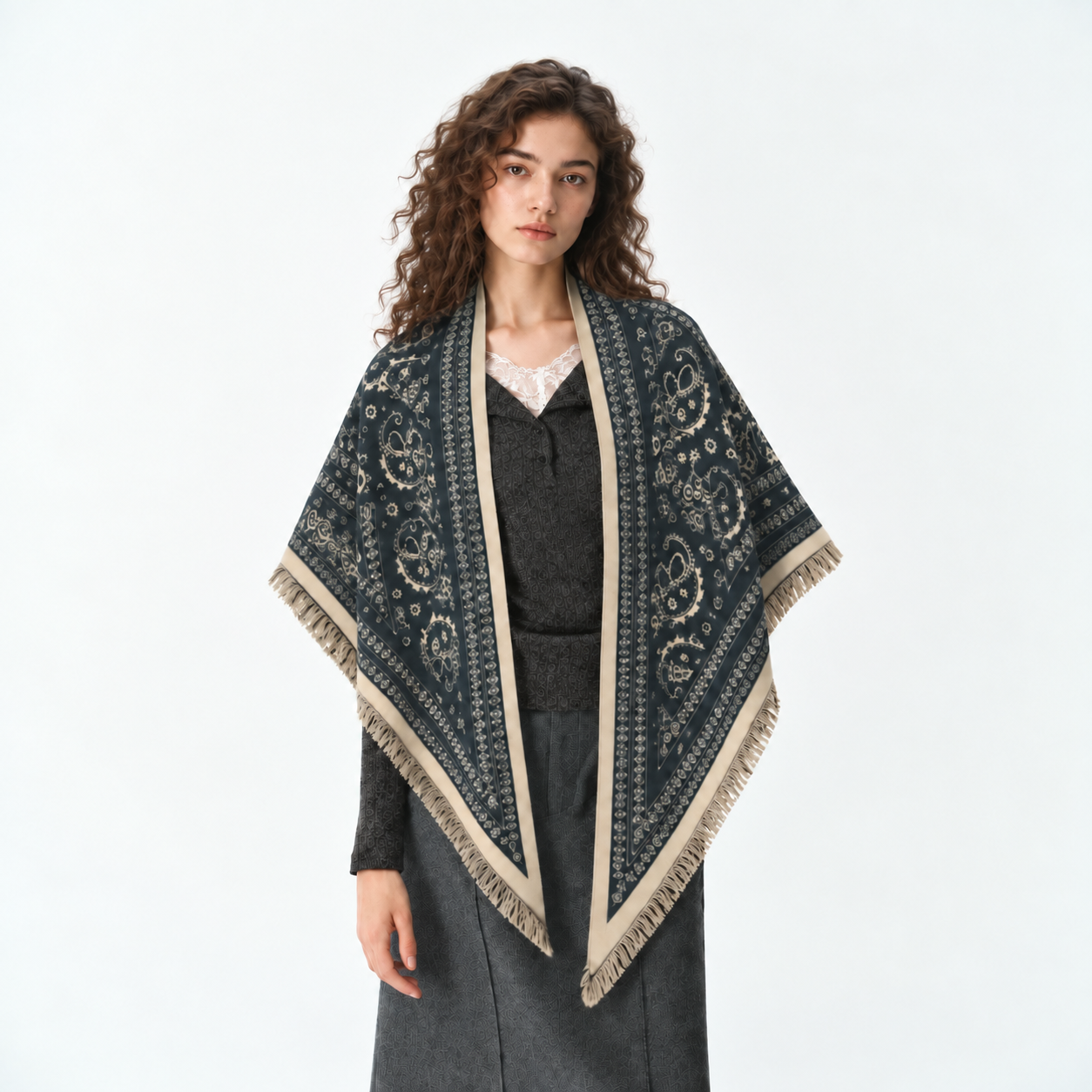 Warm Triangular Printed Scarf Shawl For Women