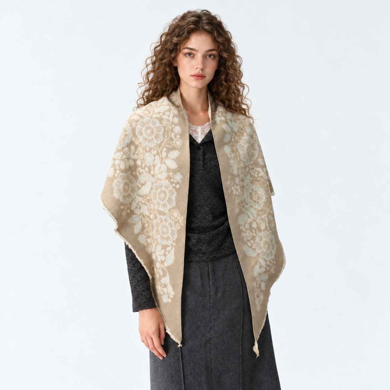 Warm Triangular Printed Scarf Shawl For Women