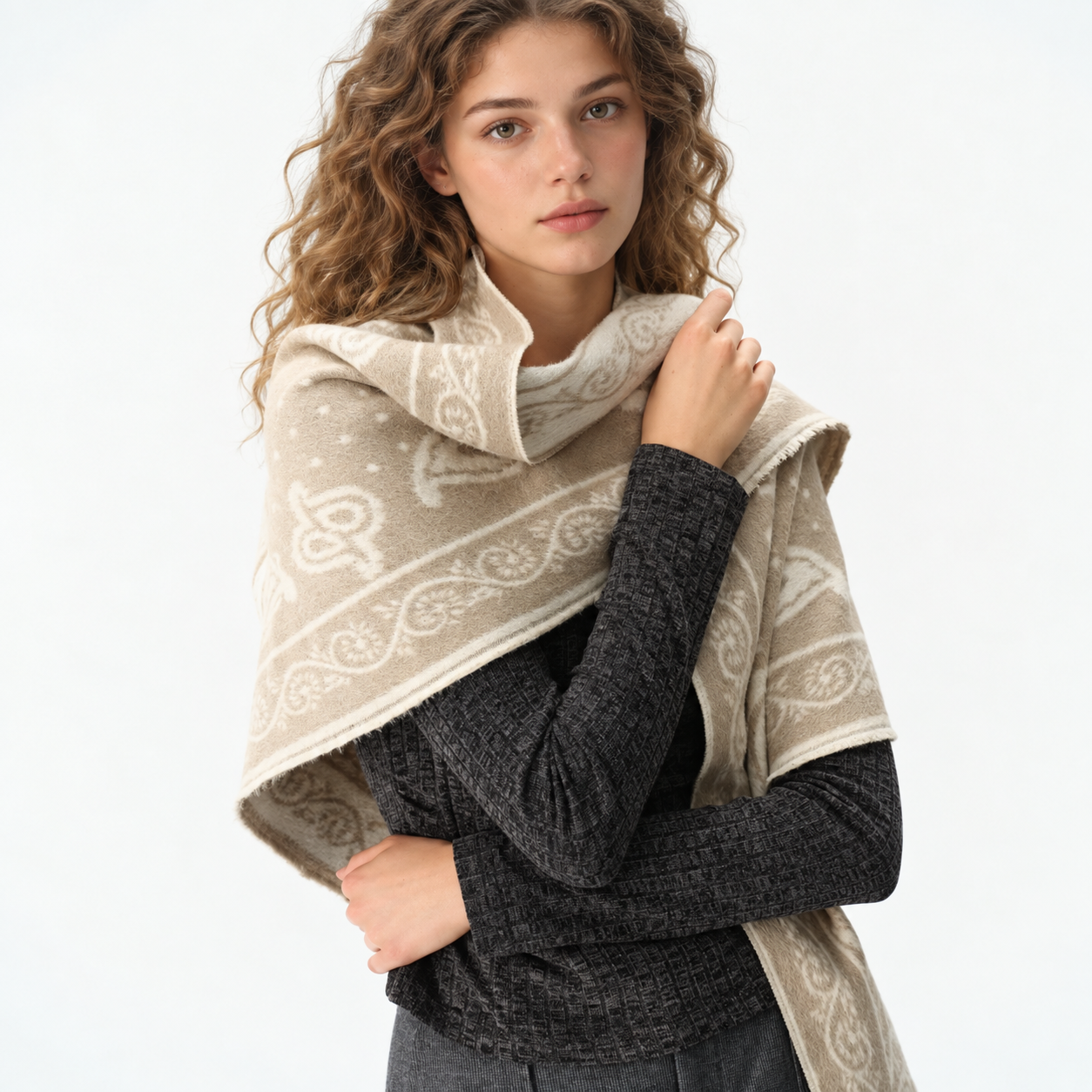 Warm Triangular Printed Scarf Shawl For Women