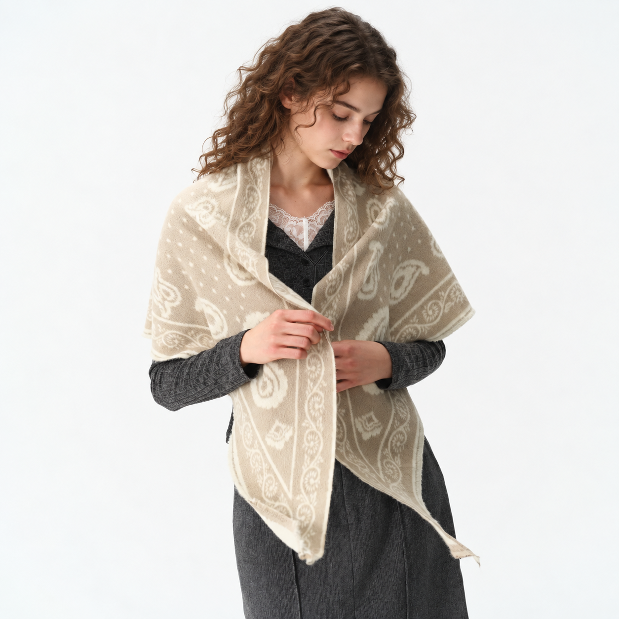 Warm Triangular Printed Scarf Shawl For Women