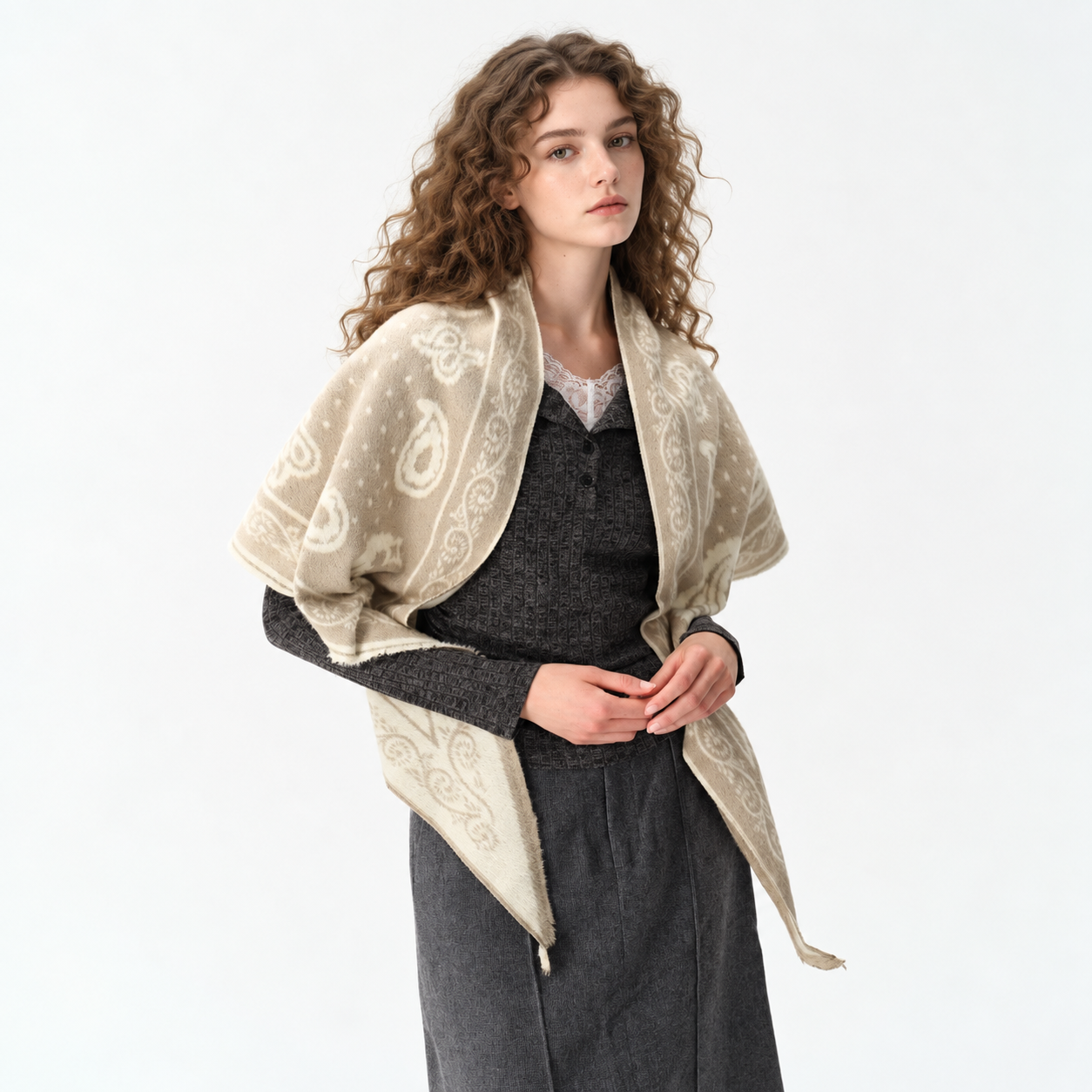 Warm Triangular Printed Scarf Shawl For Women