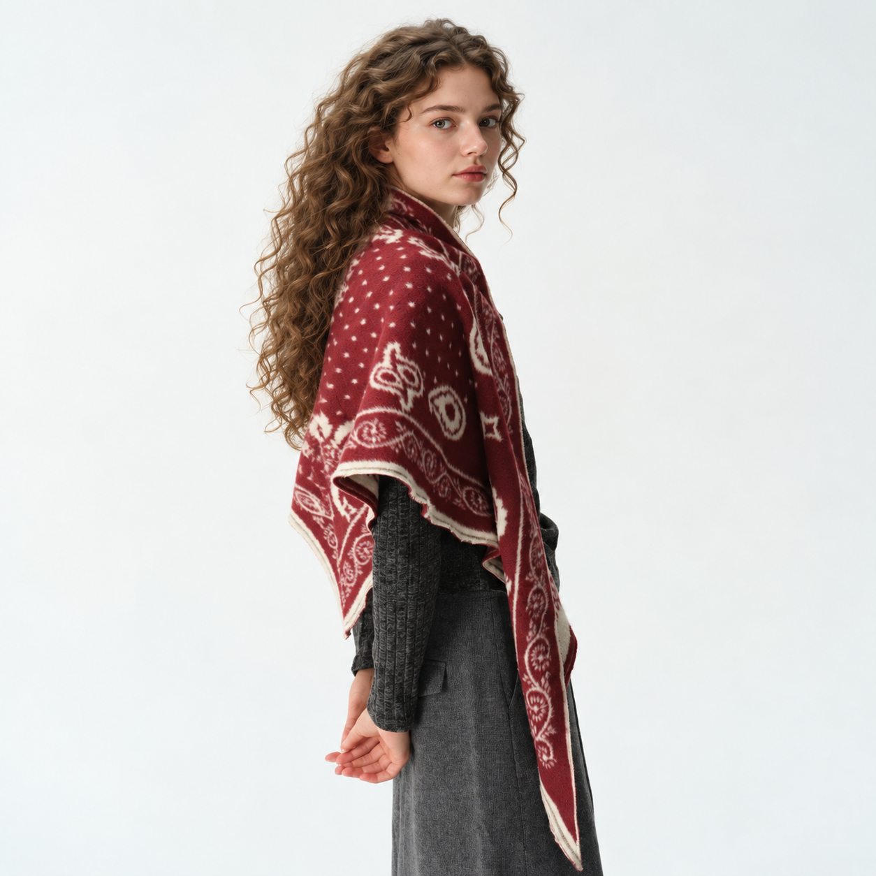 Warm Triangular Printed Scarf Shawl For Women