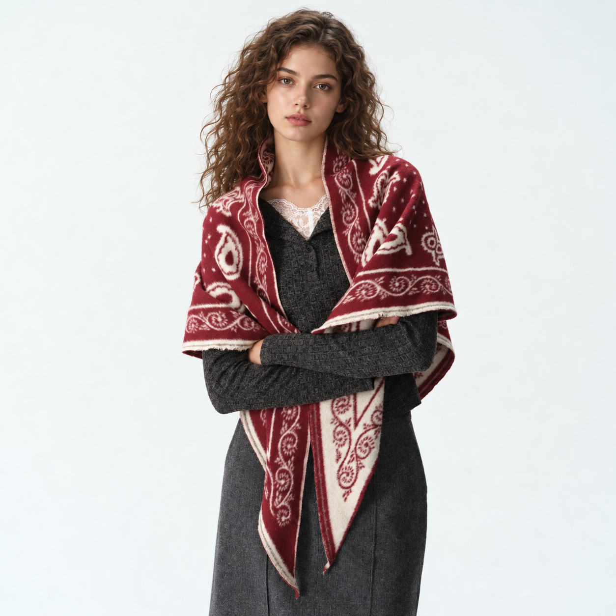 Warm Triangular Printed Scarf Shawl For Women
