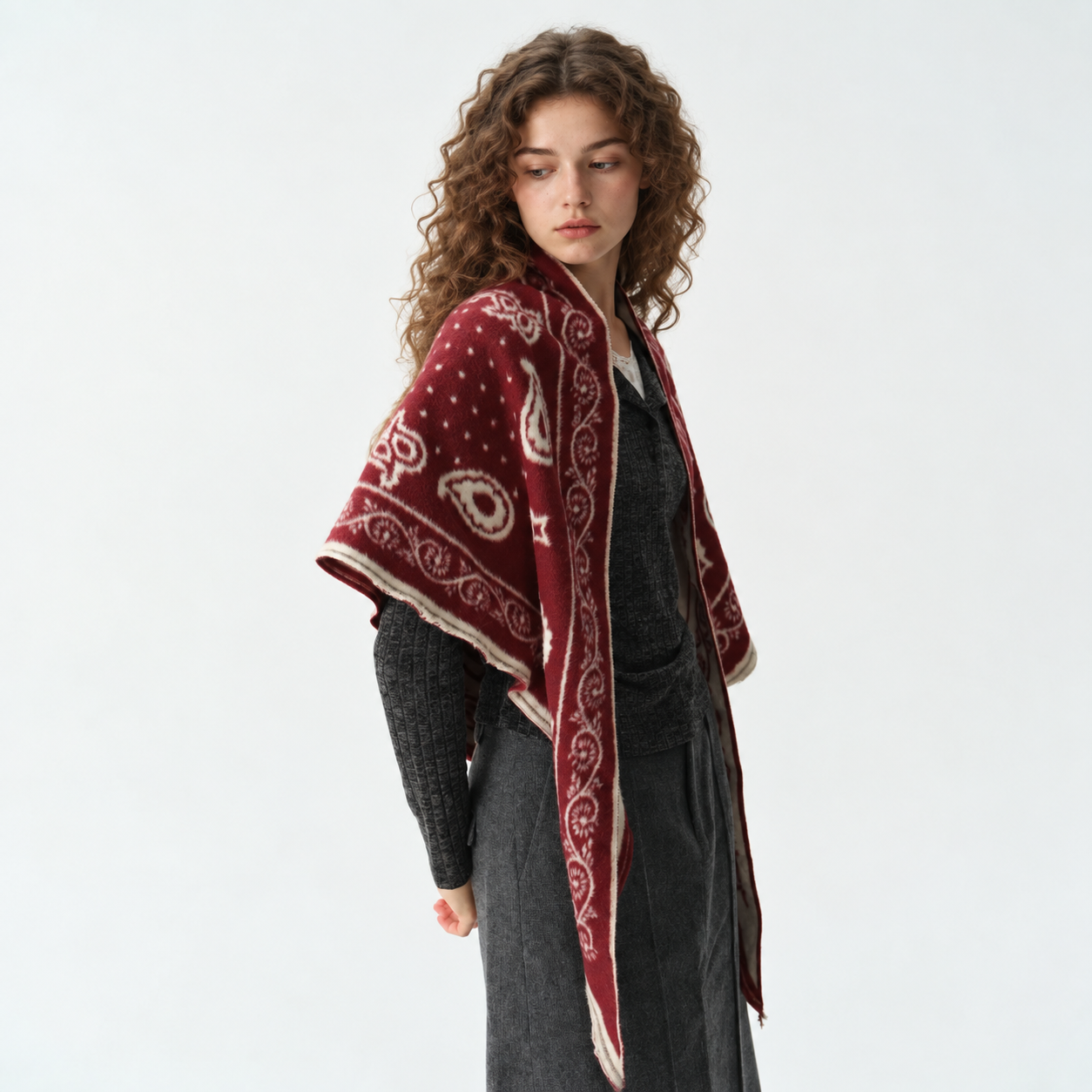 Warm Triangular Printed Scarf Shawl For Women