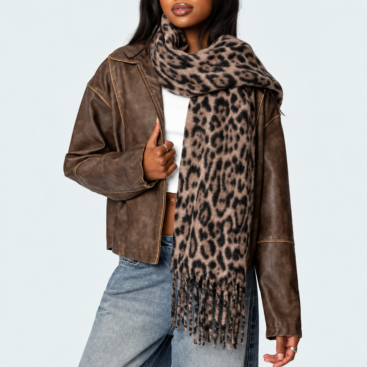 Chunky Leopard Print Scarf For Women