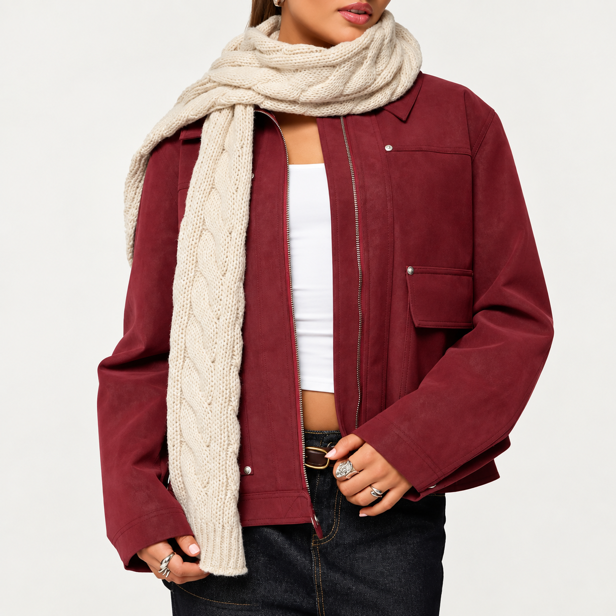 Cable Knit Modern Everyday Scarf For Women