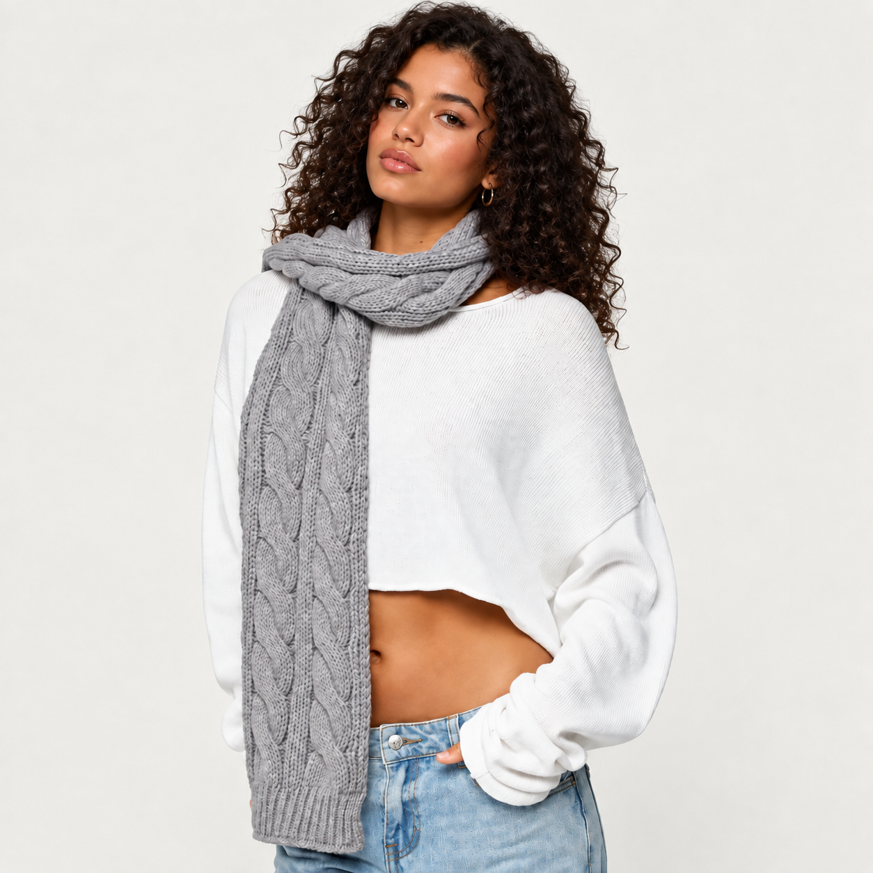 Everyday Cable Knit Scarf For Women