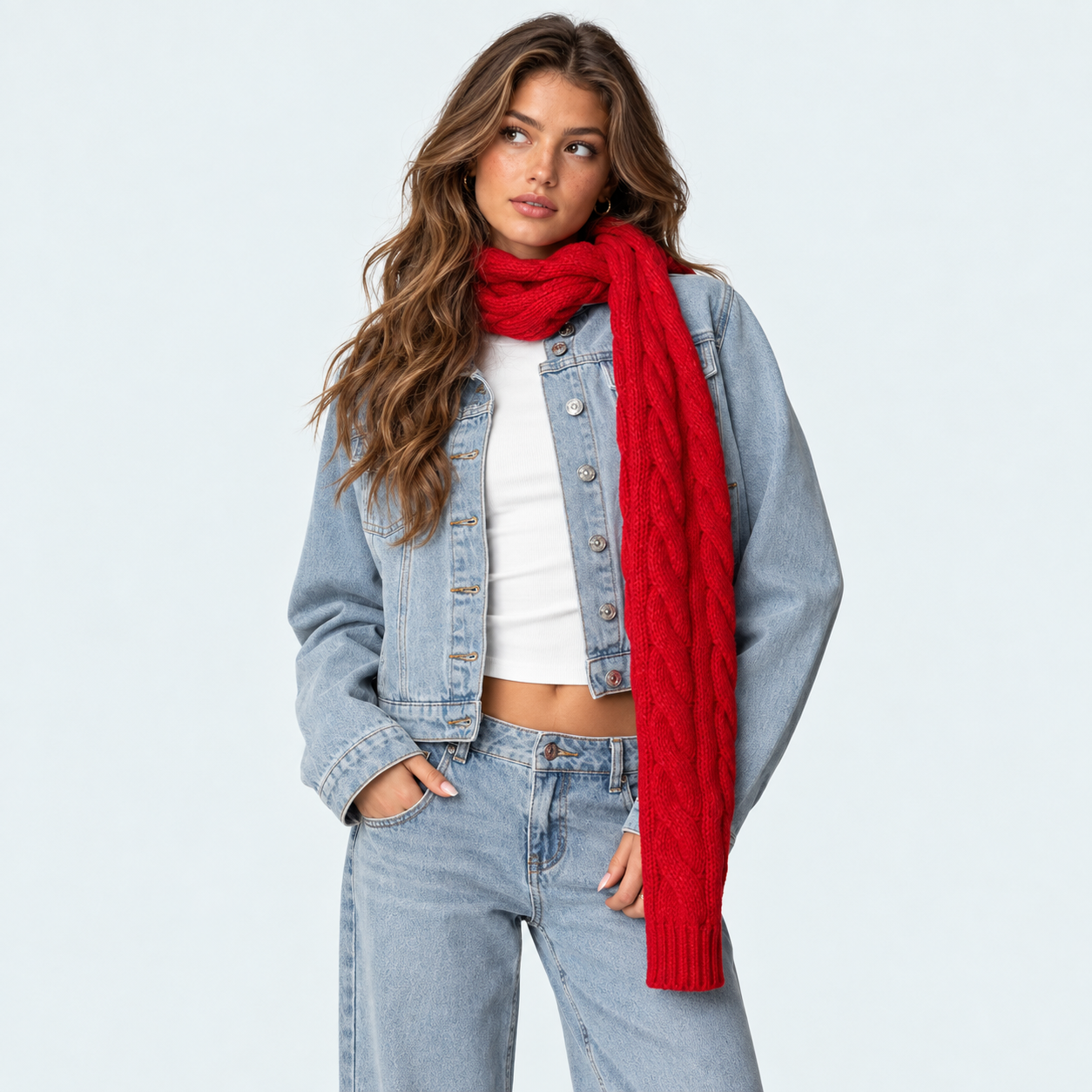 Cable Knit Vintage Everyday Scarf For Women