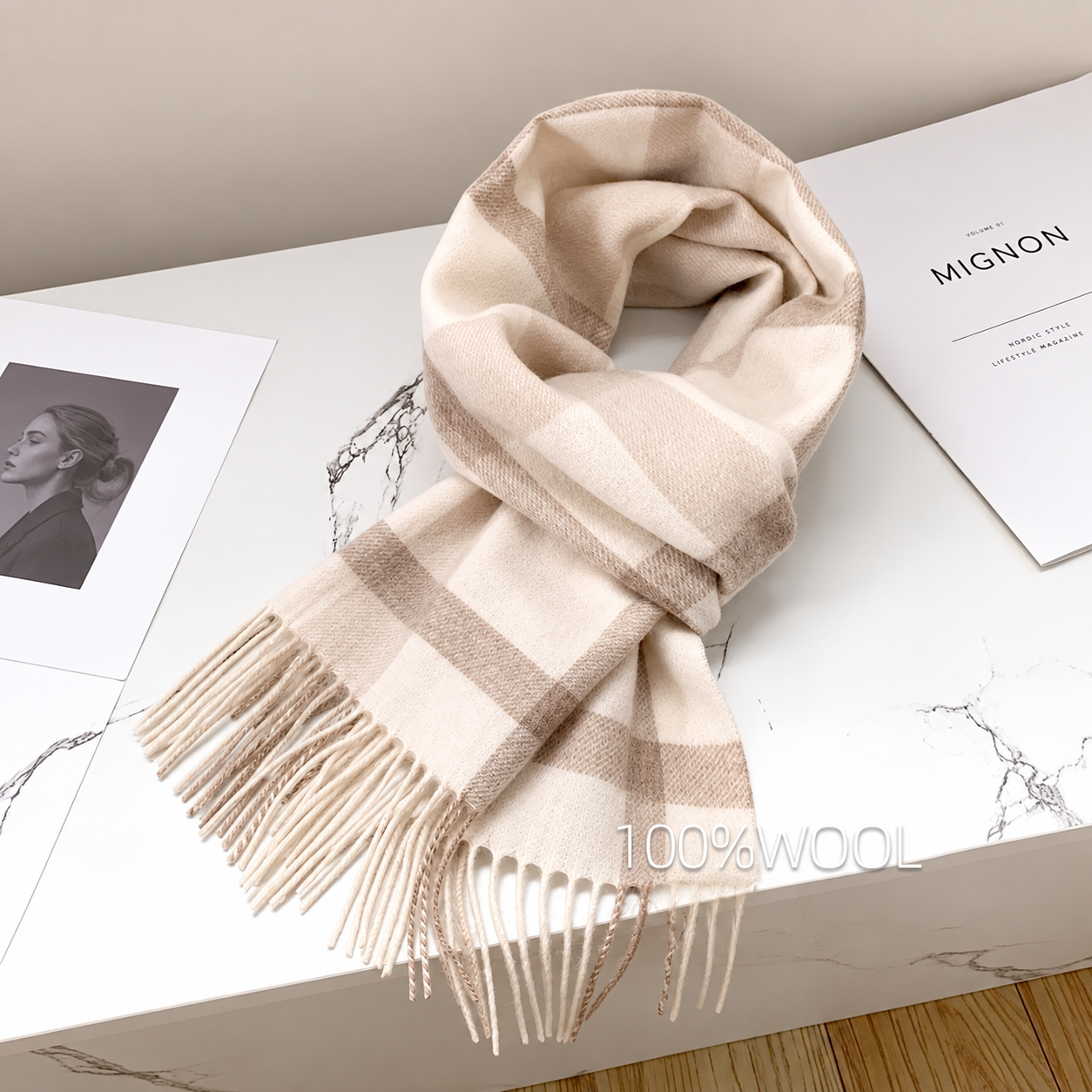 Warm Winter Plaid Design Scarf For Women