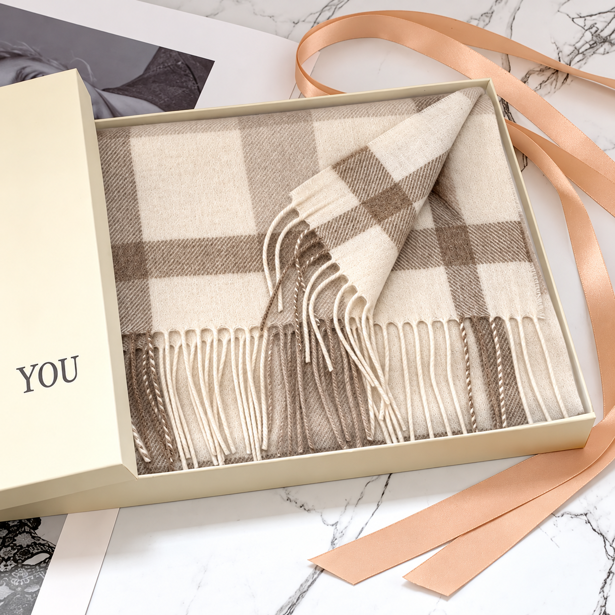 Warm Winter Plaid Design Scarf For Women