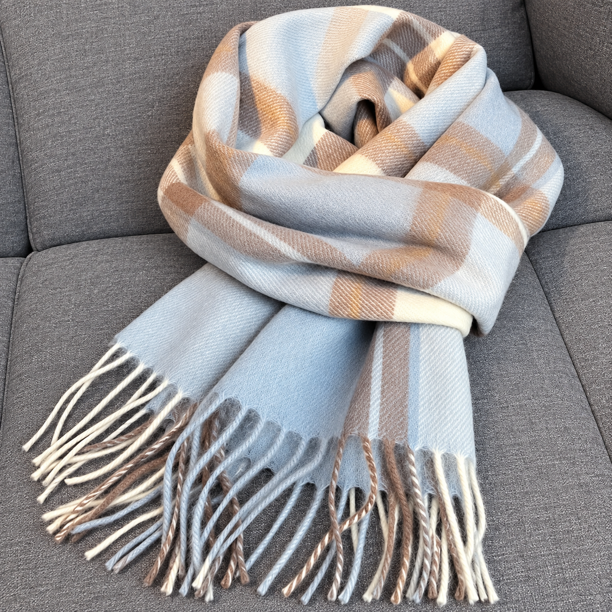 Warm Winter Plaid Design Scarf For Women