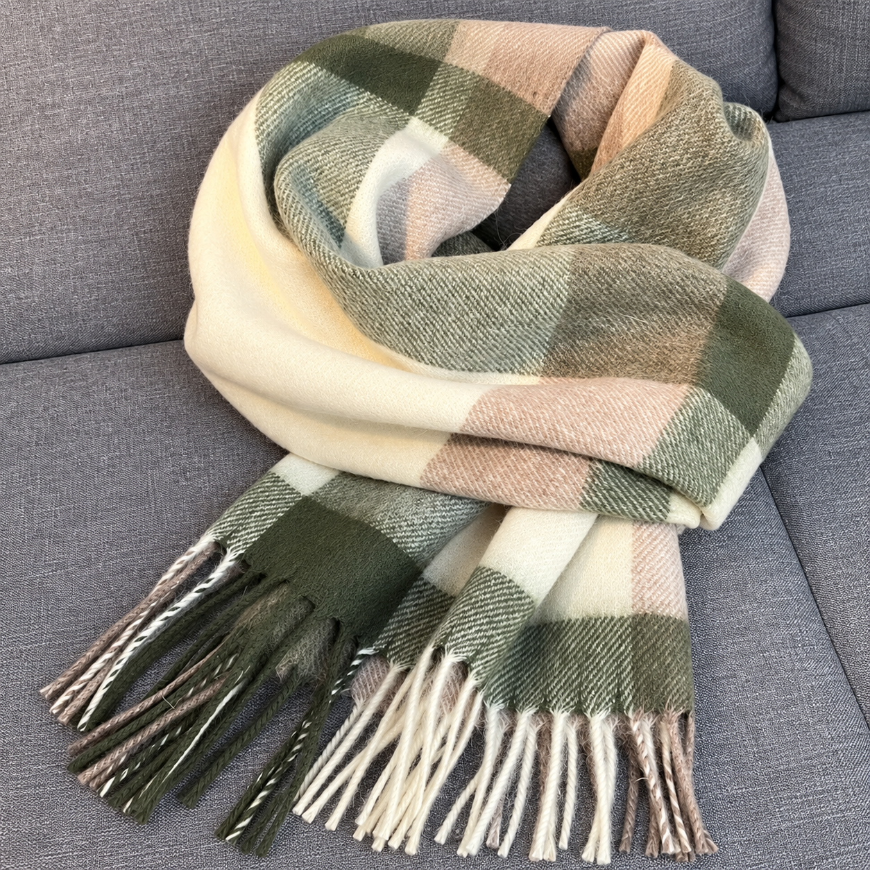 Warm Winter Plaid Design Scarf For Women
