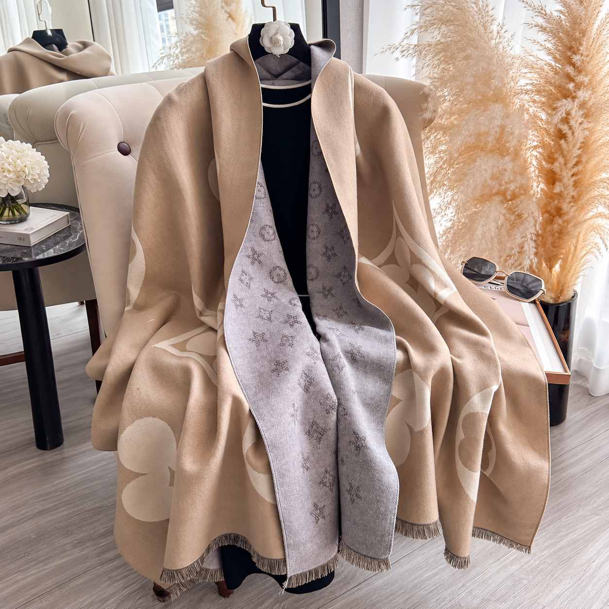 Dual Sided Printed Windproof Warm Winter Scarf For Women