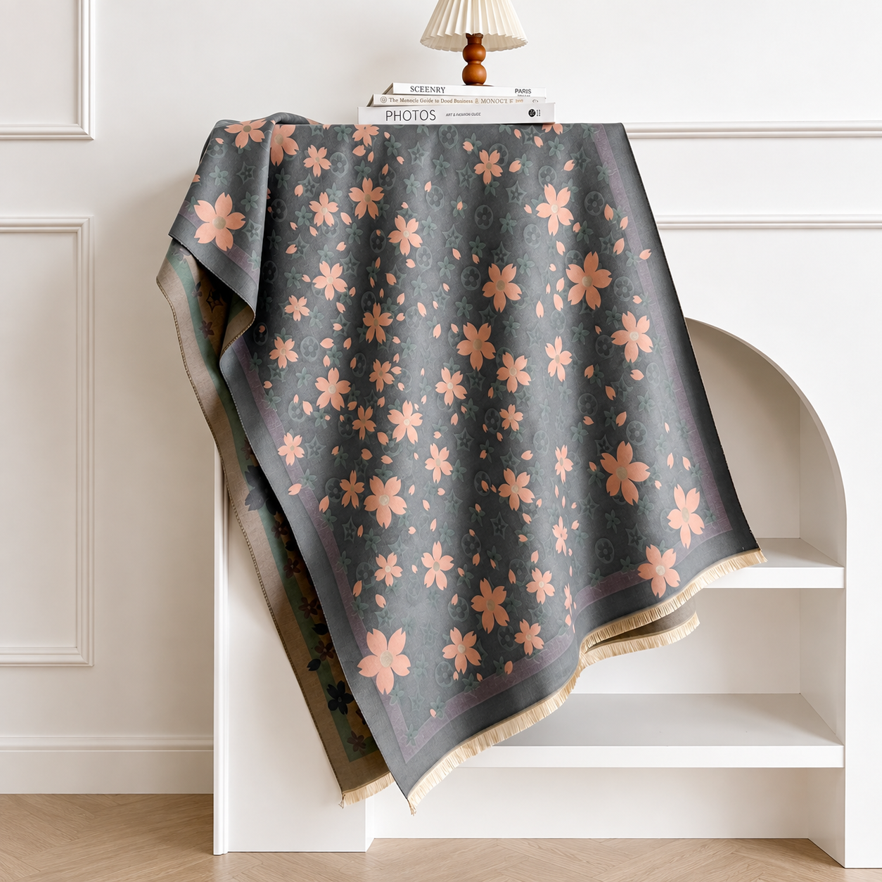 Dual Sided Printed Windproof Warm Winter Scarf For Women