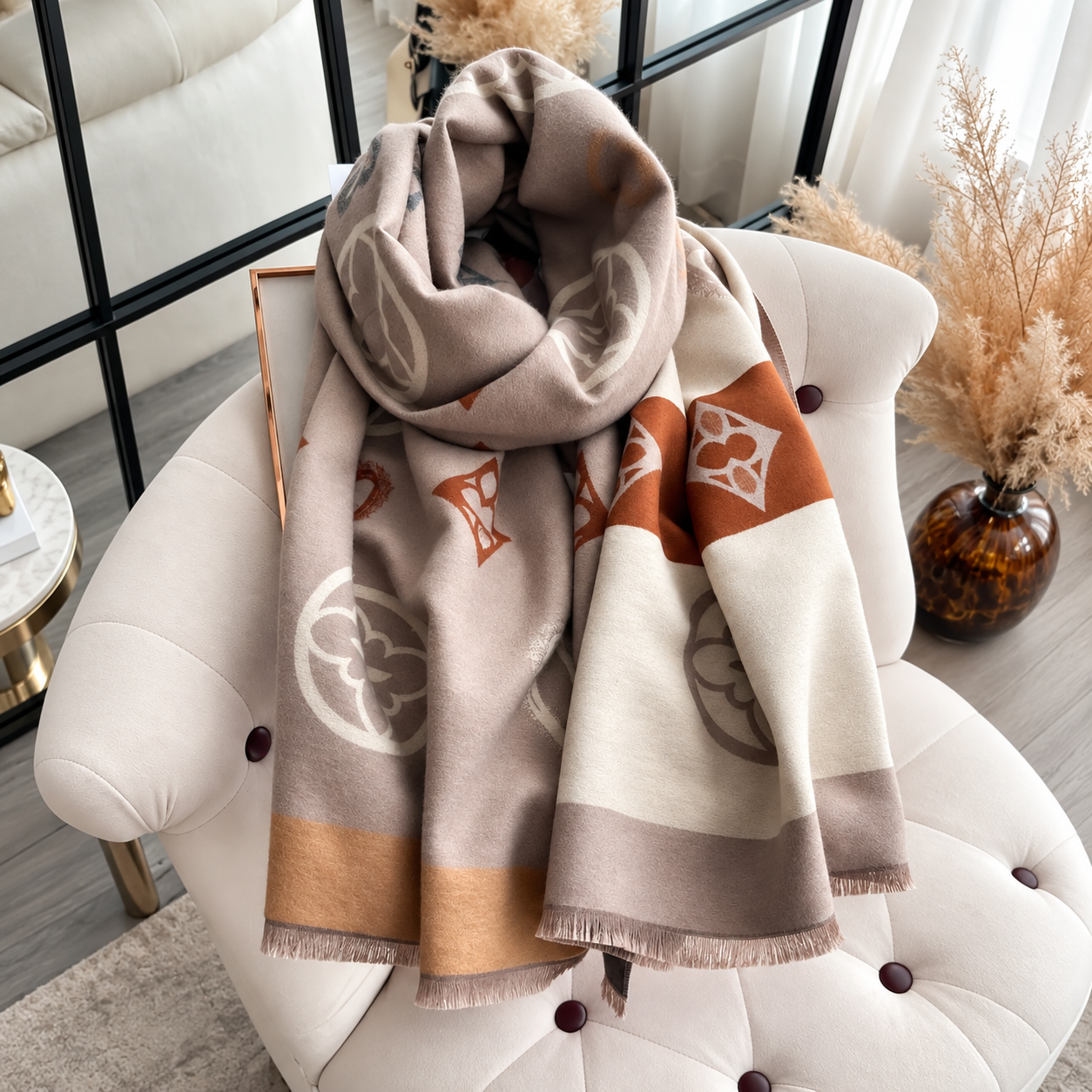 Dual Sided Printed Windproof Warm Winter Scarf For Women