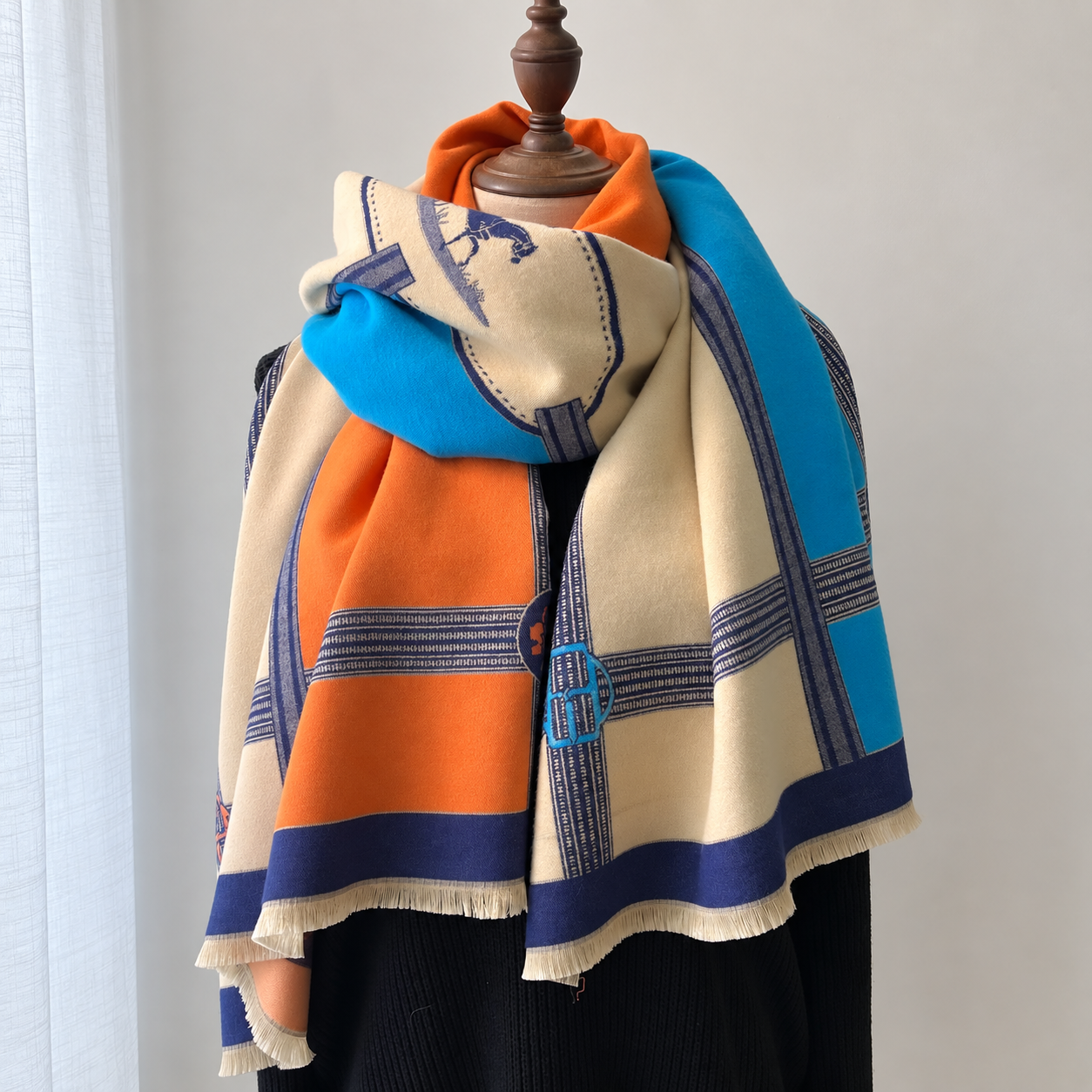 Casual Horse Pattern Fringe Scarf For Women