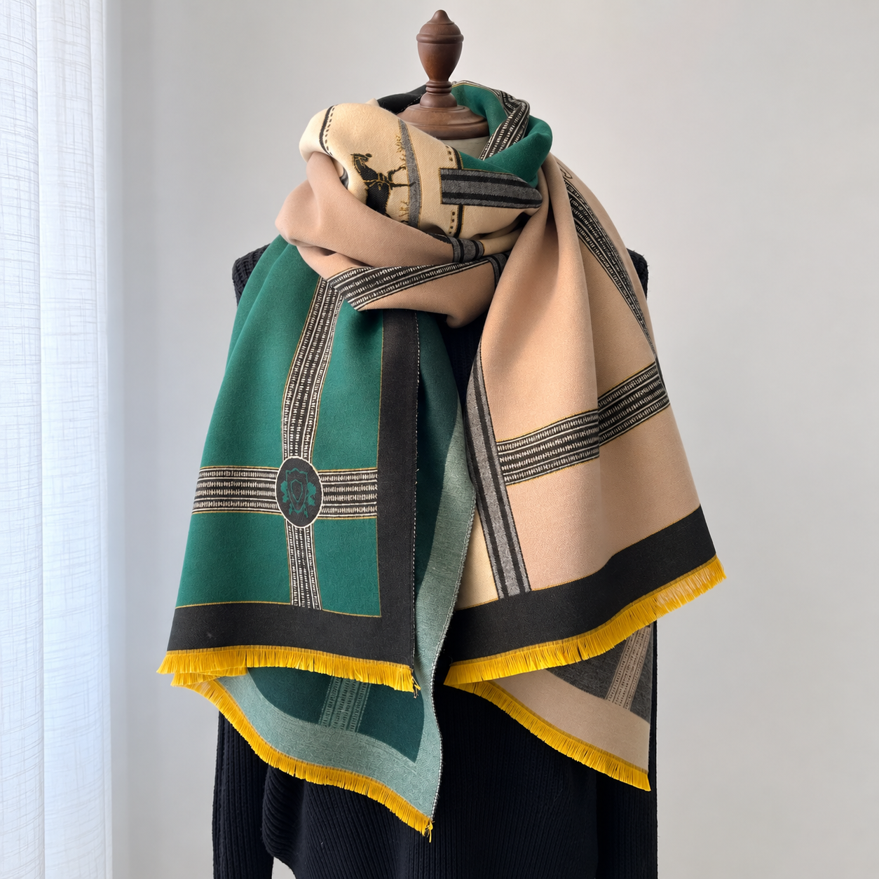 Casual Horse Pattern Fringe Scarf For Women