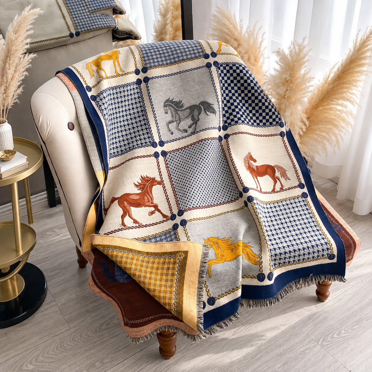 Casual Horse Pattern Fringe Scarf For Women