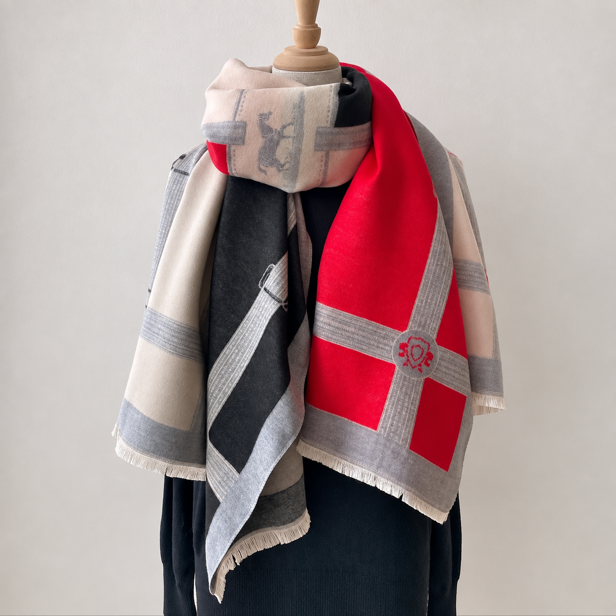 Casual Horse Pattern Fringe Scarf For Women