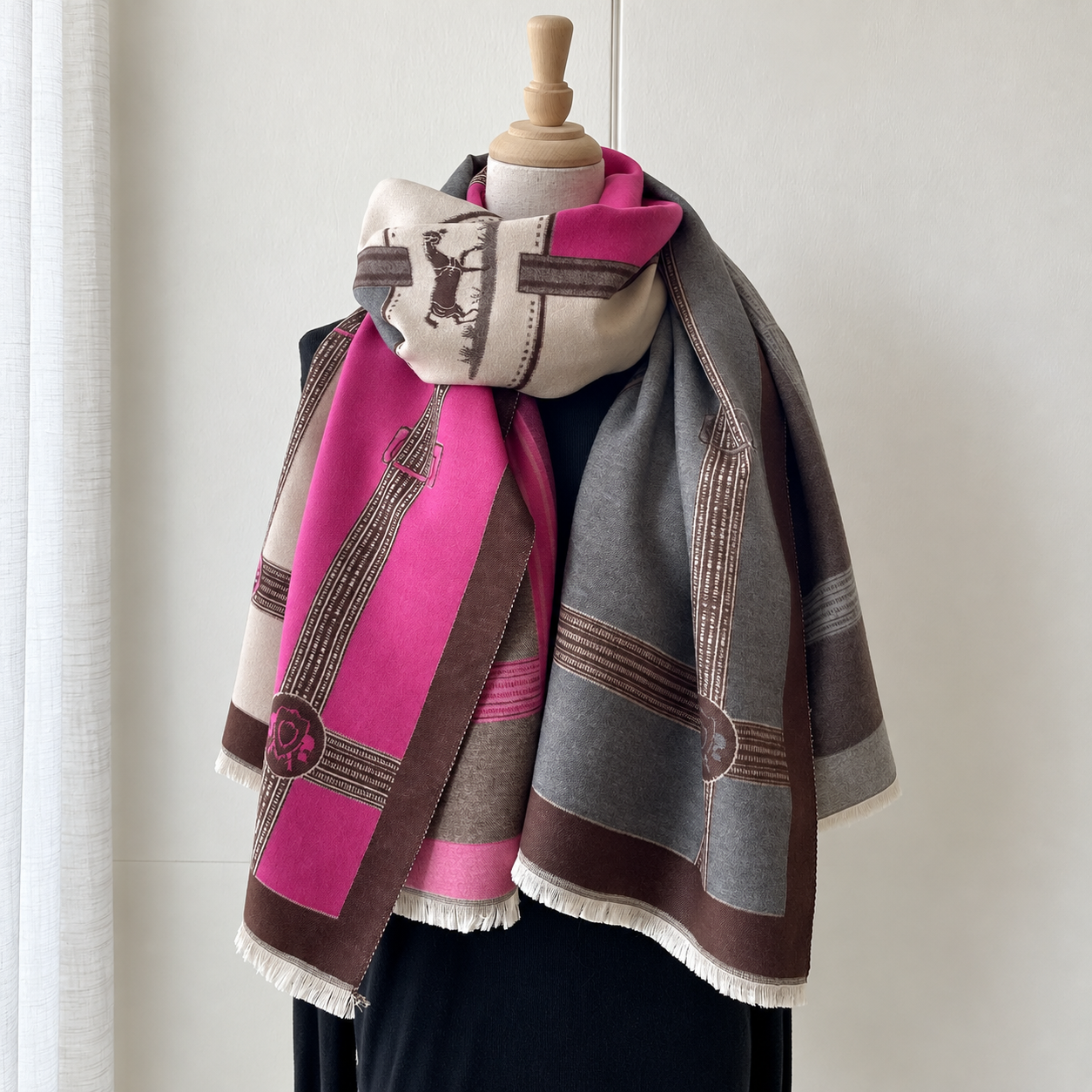 Casual Horse Pattern Fringe Scarf For Women