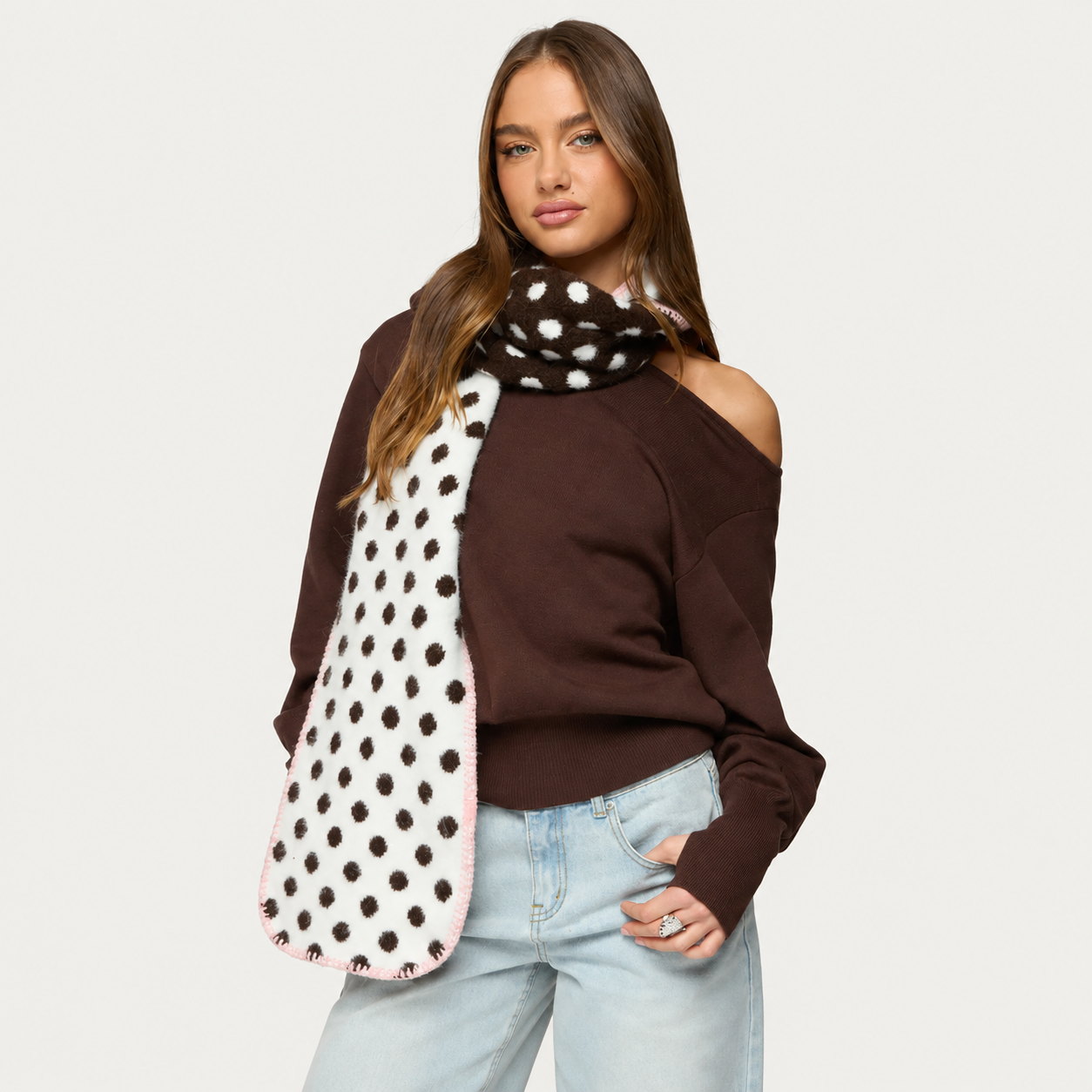 Classic Polka Dot Printed Scarf For Women
