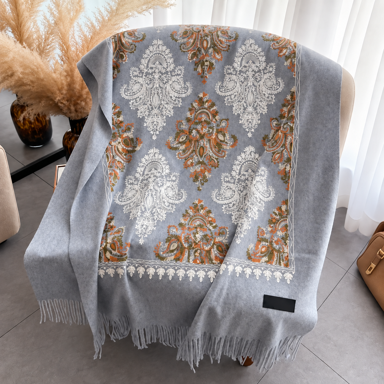 Floral Tassel Scarf For Everyday Wear For Men And Women