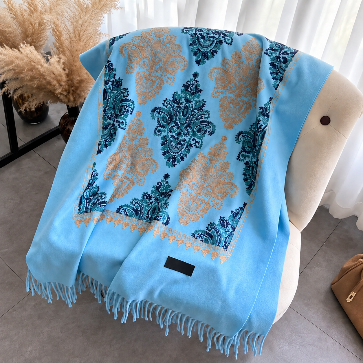 Floral Tassel Scarf For Everyday Wear For Men And Women