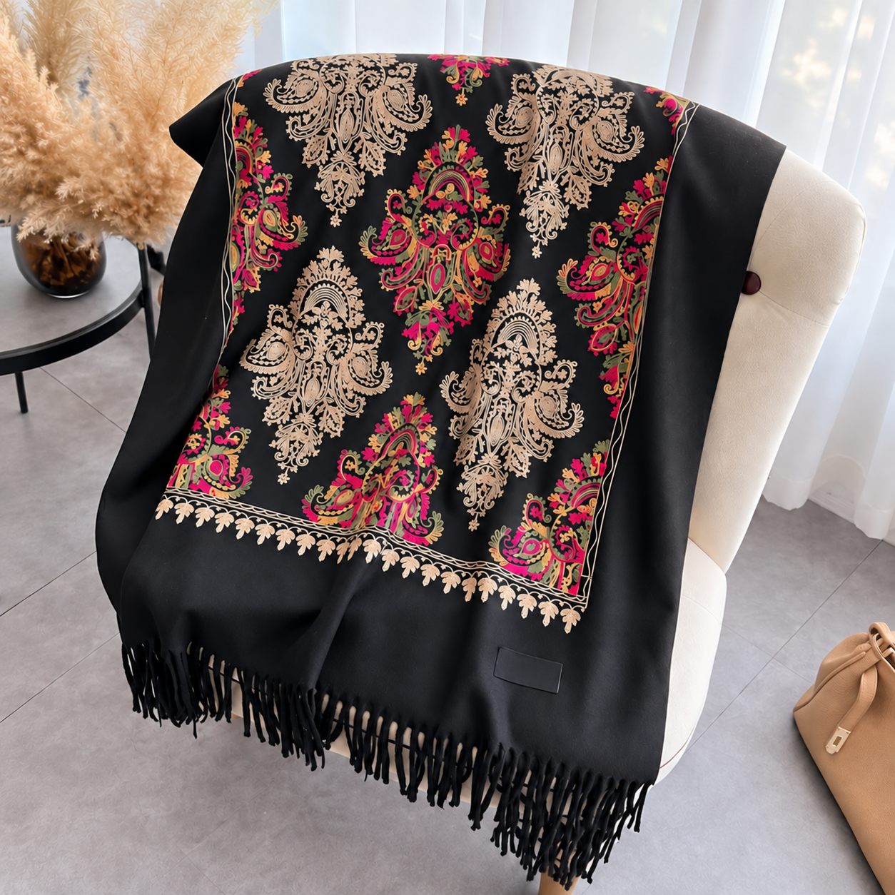 Floral Tassel Scarf For Everyday Wear For Men And Women